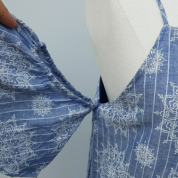 Blue Pepper Chambray Embroidered Cold Shlder Dress - Picture 7 of 8